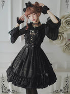 Whisper of Stars - Elegant Lolita Black JSK Dress, Constellation Foil Printing