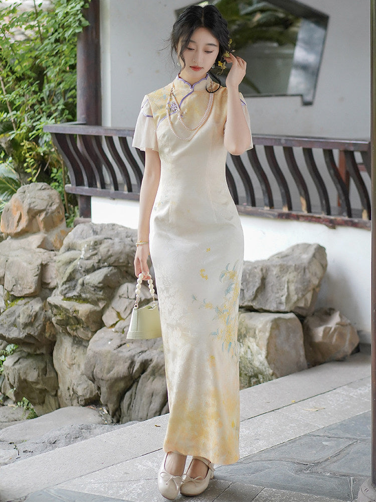 Flair Sleeve Long Cheongsam | Guilin