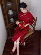 Chinese Wedding Engagement & Tea Ceremony Mid Sleeve Cheongsam | Jinse