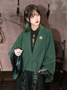 New Chinese Style Wide Sleeve Green Jacket - Shengqing 升卿