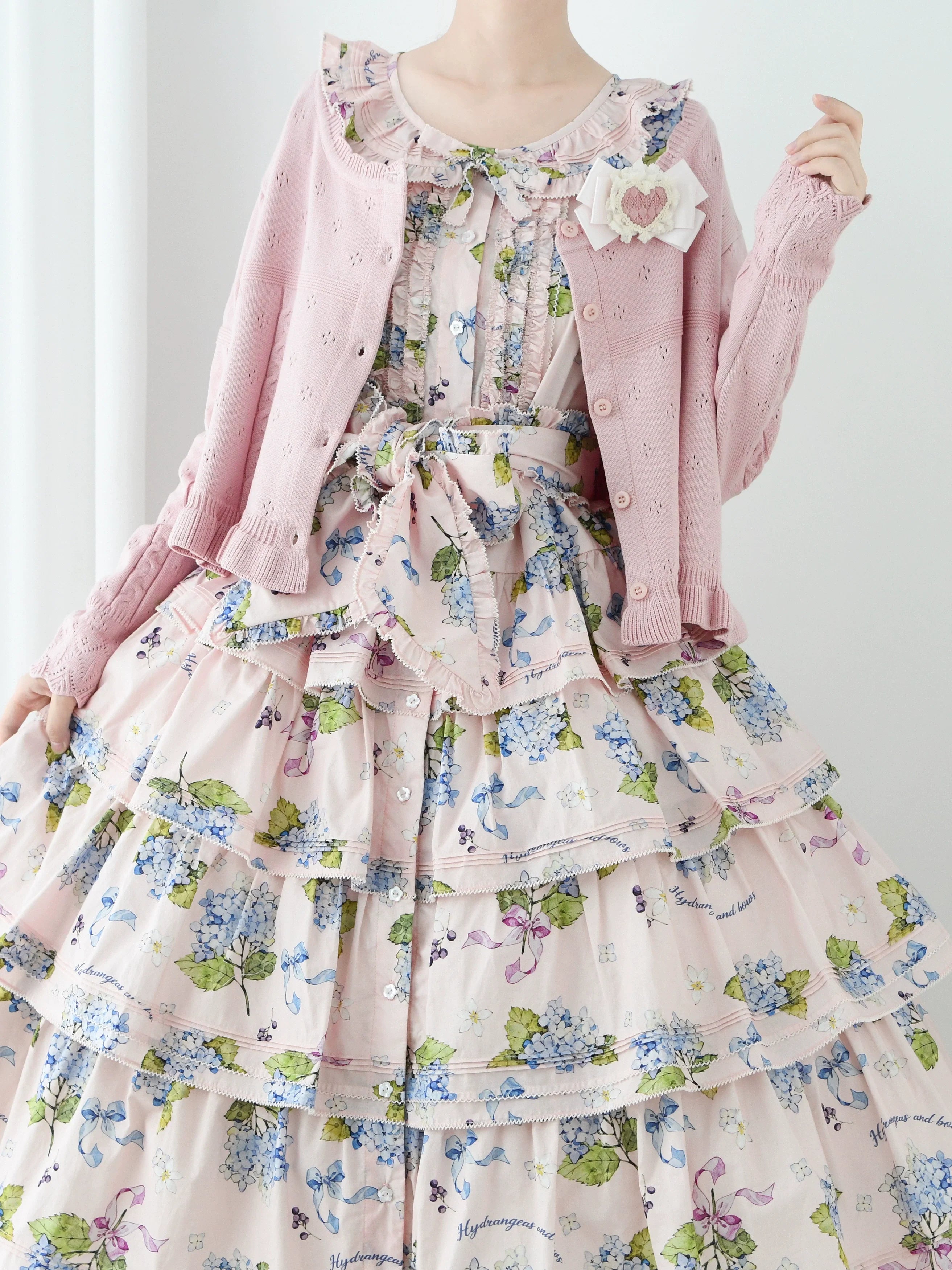 Kawaii Lolita Sweater Cardigan, Ruffled Lace Hem
