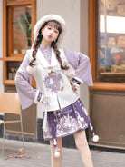 Ming Dynasty Modern Hanfu Pipa Sleeve Top and Short Mamianqun for Autumn and Winter - Velvet Rabbit 绒兔兔