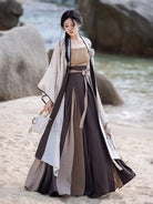 Song Dynasty Modern Hanfu Changgan Temple Beizi and Wrap Skirt - Plants and Trees 草木深 (Preorder)
