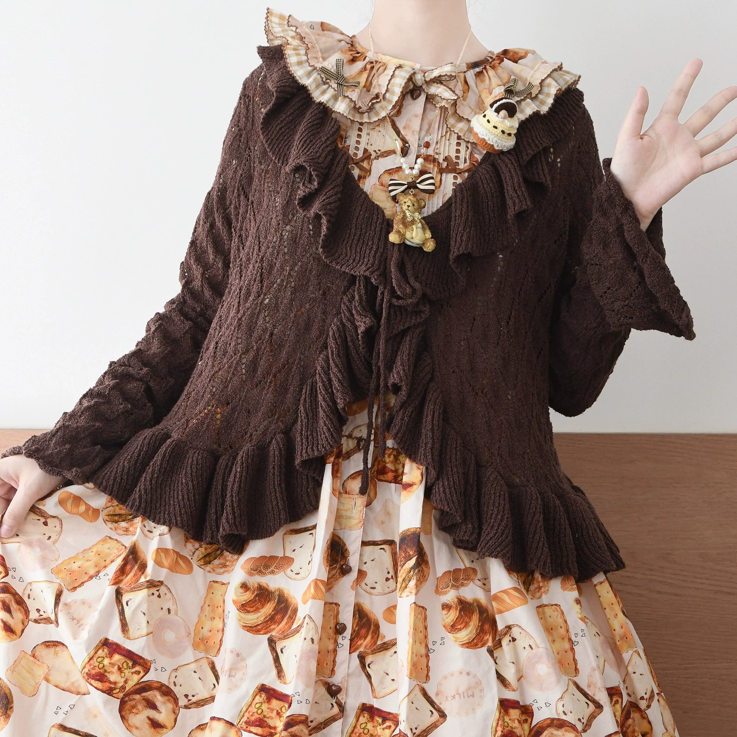 Sunset Bouquet - Elegant Lolita Cardigan, Flounce Hem