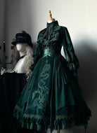 Dragon Bone Cemetery - Gothic Lolita JSK Set, Dragon & Snake Skeleton Embroidery
