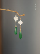 Classic Jade Lotus Earrings | Hanfu Jewelry