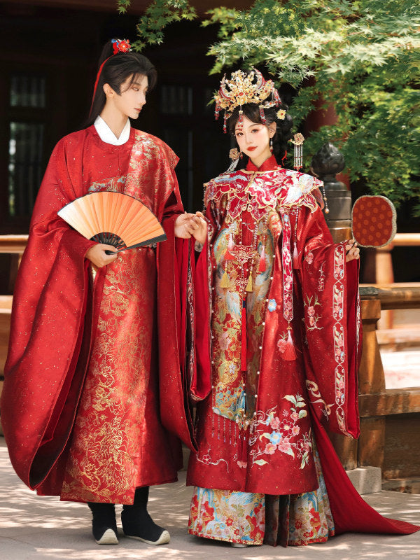 Ming Dynasty Chinese Wedding Hanfu Couple Set | Union of Phoenix & Qilin 凤栖梧麟