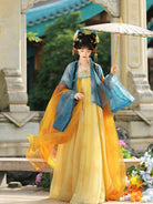 Hua Shen | Tang Dynasty Qixiong Hanfu Dress with Famen Temple Style Cardigan
