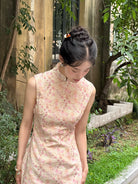 Sleeveless Cotton Retro Floral Long Cheongsam | Buji