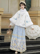 Ming Dynasty Embroidered Fleece Square Collar Jacket & Printed Mamian Skirt | Lanting 兰亭
