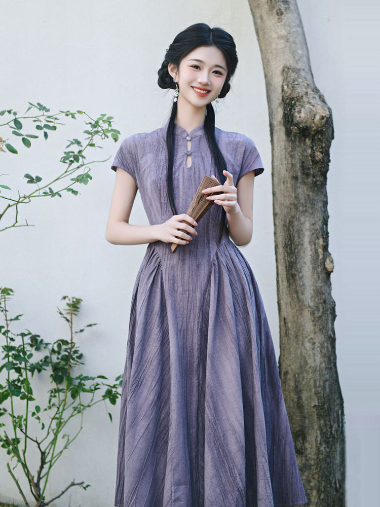 Pastel Winds 紫风 - New Chinese Style Cheongsam Dress