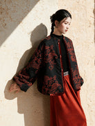 New Chinese Style Paisley Cord Embroidery with Handcrafted Beaded Buttons Jacket - Linglan 聆兰