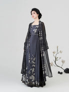 Ming Dynasty Modern Hanfu Beizi with Mamian Slip Dress - Floating Fragrance 浮玉生香