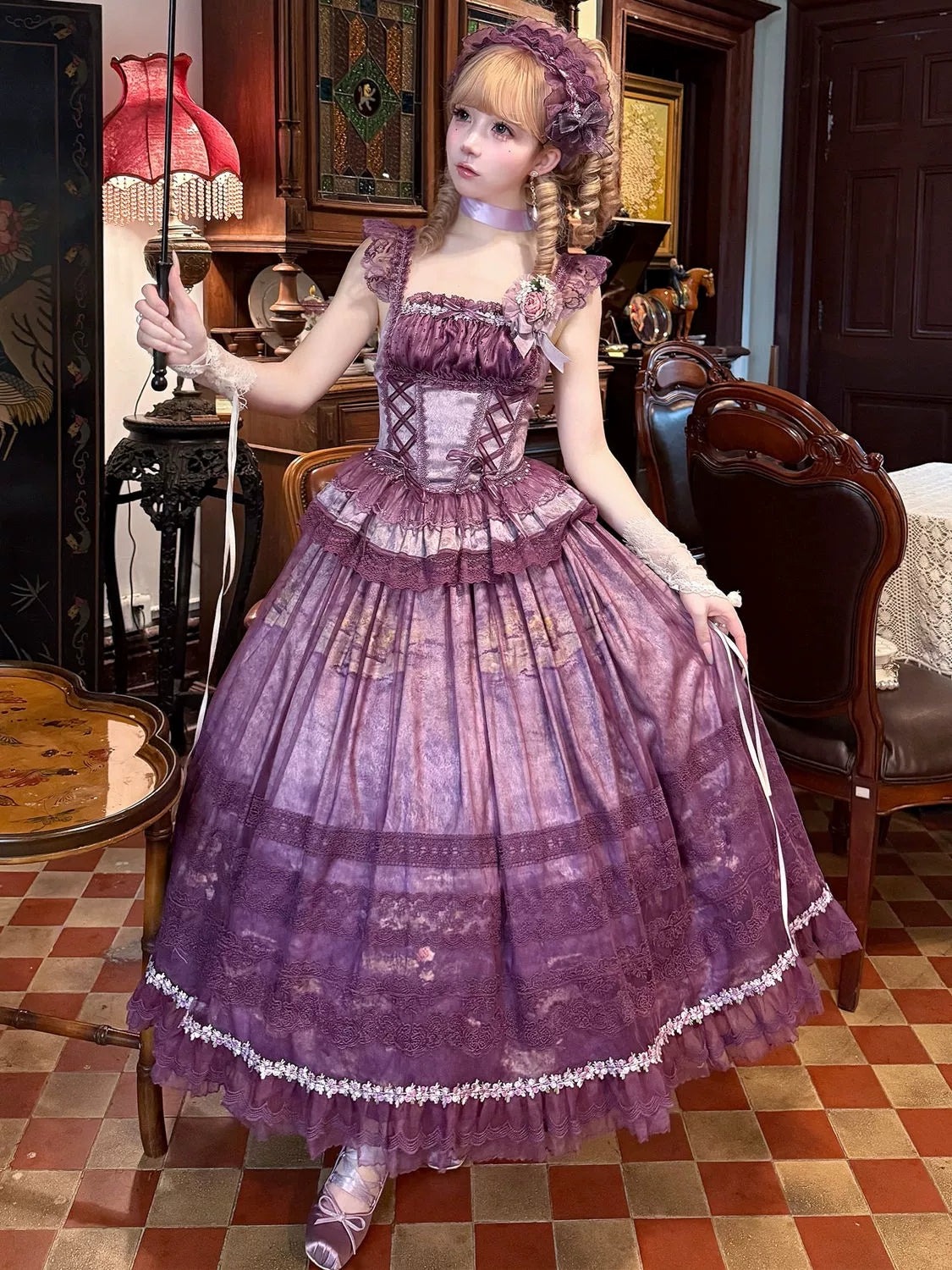Hanguliang - Foggy Vineyard - Fishbone Classic Lolita Bodice, Maxi Skirt