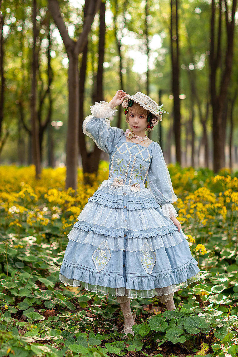Melaleuca Lily - Embroidery Country Lolita Blouse and Skirt