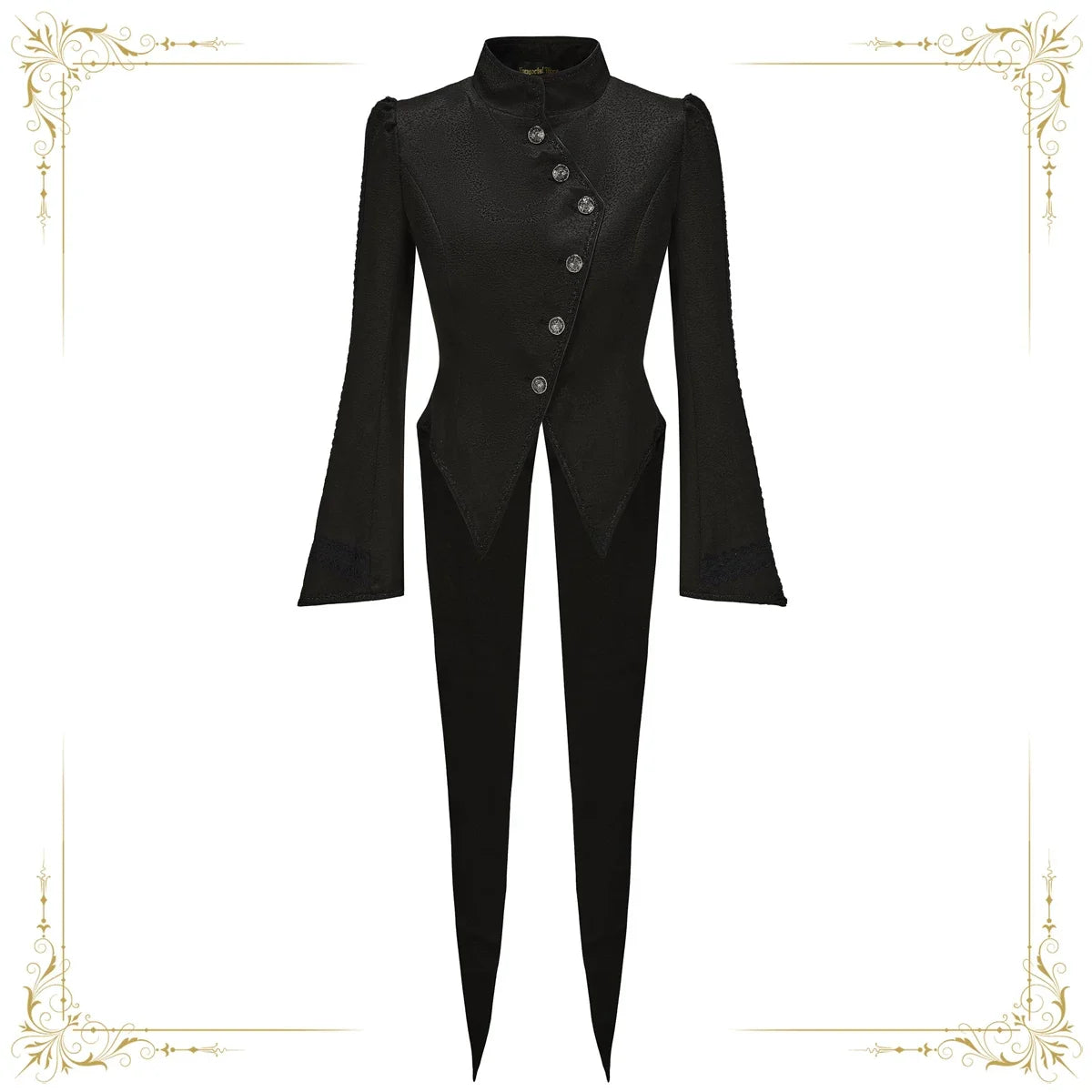 Immortal Murky Portrait - Ouji Lolita Long Swallowtail Black Coat