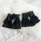 Gothic Lolita Cuffs Black Rose Lace Cross Stretch Handcuff
