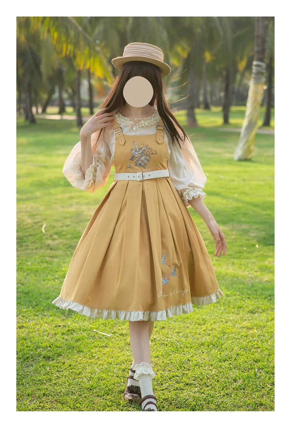 Flying Bird - Plus Size Elegant Lolita JSK Dress With Bird Embroidery
