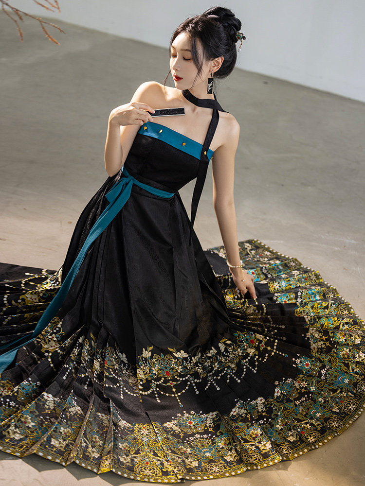 Ming Dynasty Modern Hanfu Bustier and Mamianqun - Phoenix Feather 凤翎羽