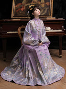 Ming Dynasty Pastel Violet Mint Green Pipa Sleeve Top & Mamian Skirt | Menghuan 梦幻