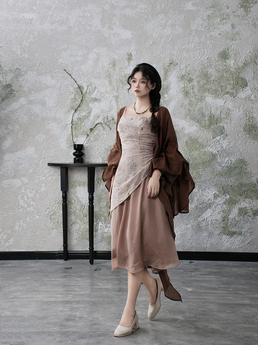Ebony 乌木案 - New Chinese Style Outfit Wabi-Sabi Dress Set
