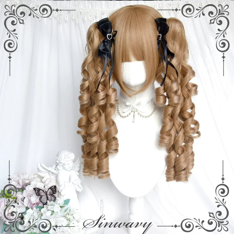 Sinwavy - Vintage Lolita Wig Double Ponytail Roman Roll Hair