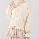 Vintage Lolita Bow Hollowed-out Sweater Ruffled Cardigan