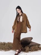 Song Dynasty Modern Hanfu Set with Long Sleeve Top and Spiral Skirt - Urban Nomad 都市游牧 (Preorder)