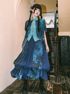 New Chinese Style Flower Bud Skirt - Floating Electric Jellyfish 蓝界浮荧