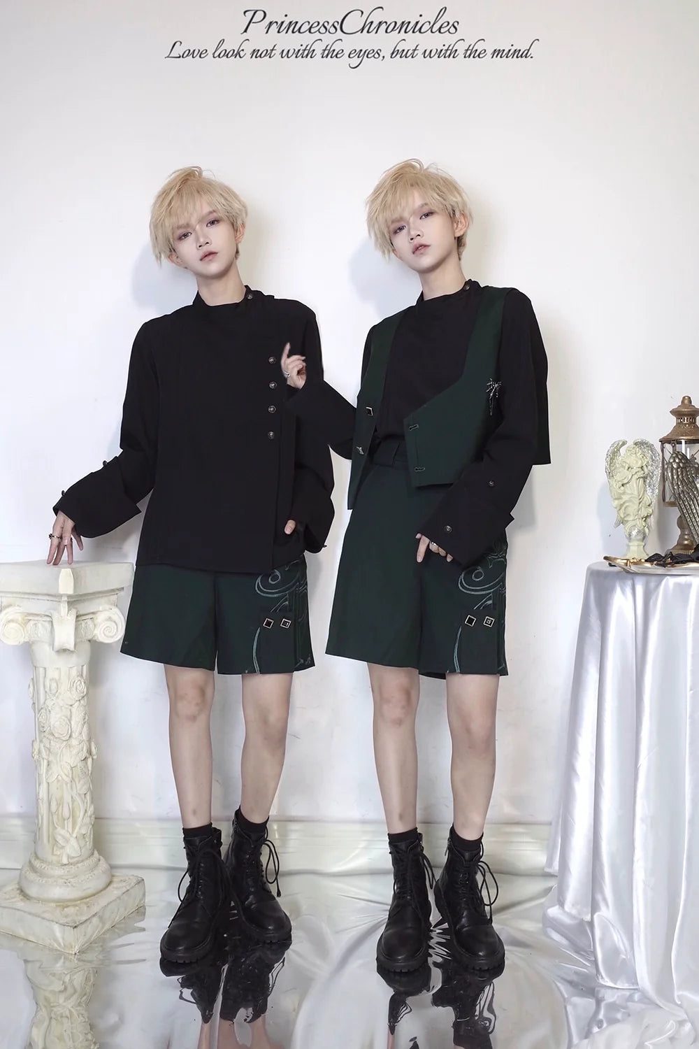 As I Sink West - Retro Ouji Lolita Prince Style Black Blouse