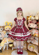 Plaid Petal Bunny - Old School Lolita Plaid OP Dress, Petal-shaped Hem