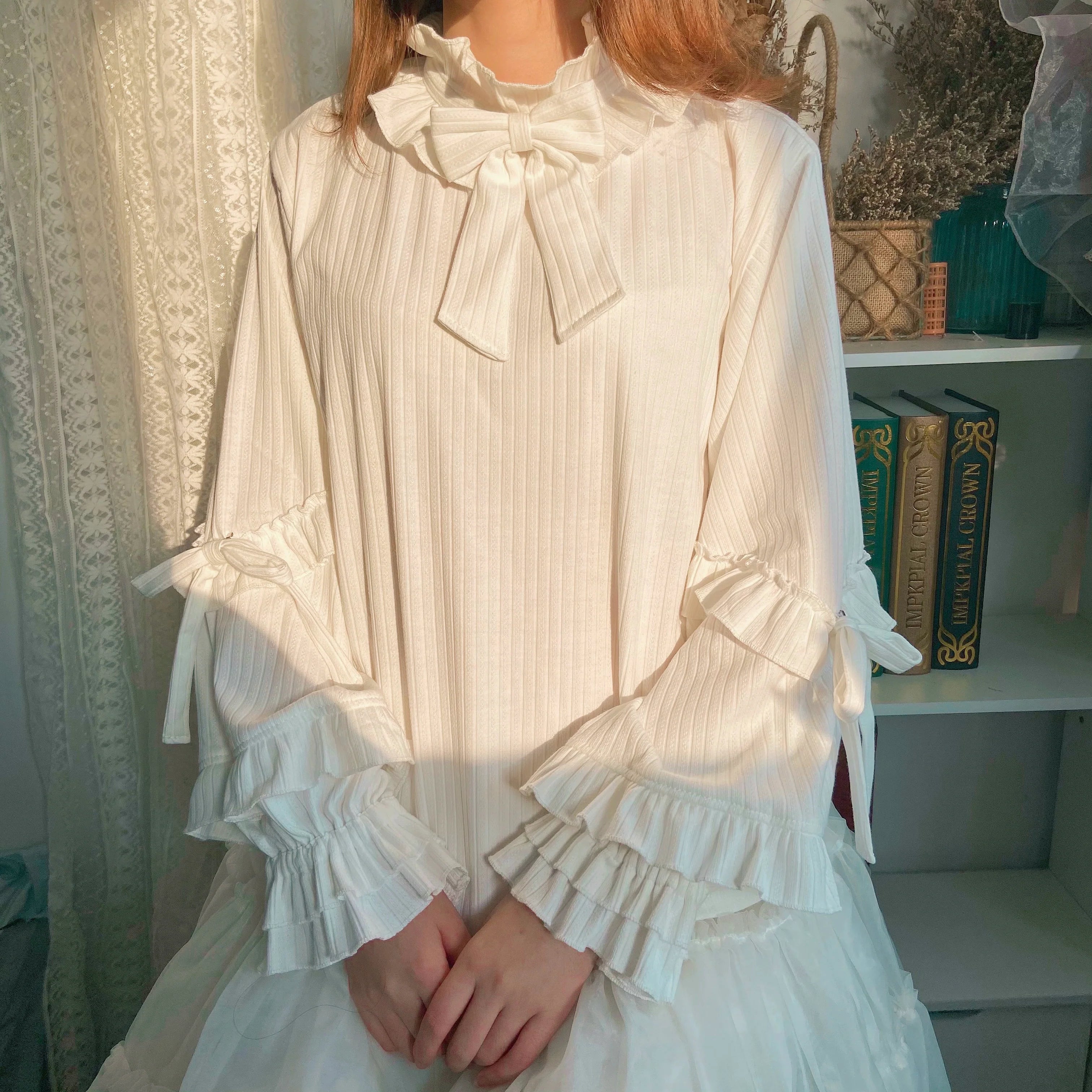 First Snow - Sweet Lolita Sweater Winter Puff Sleeve Knitting Innerwear