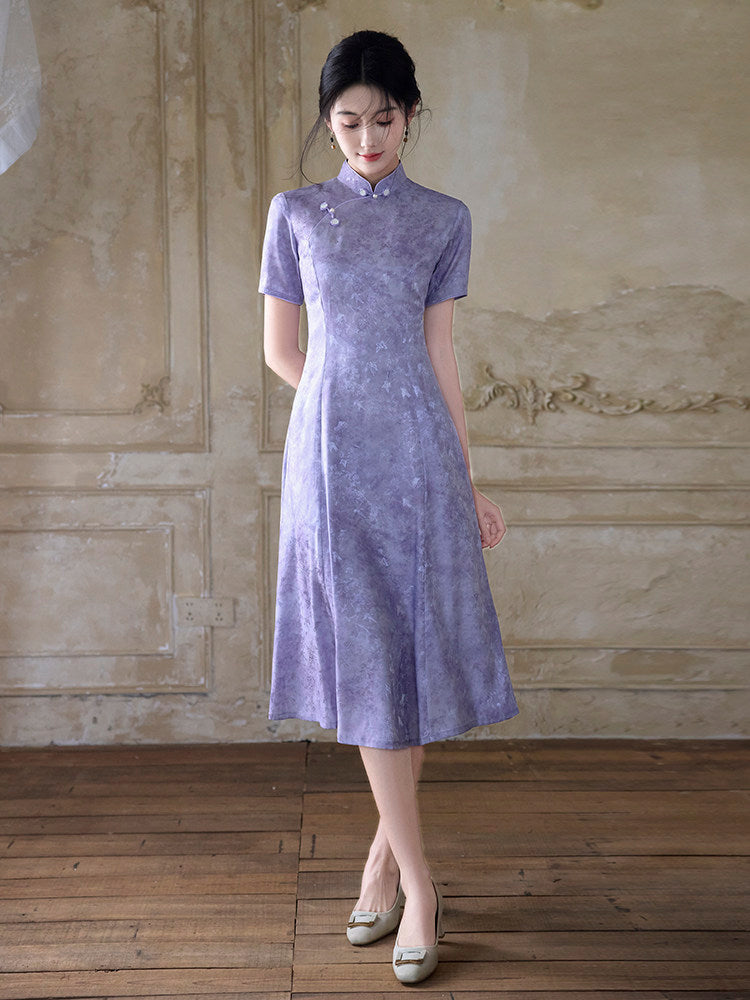 Short Sleeve A Line Modern Cheongsam | Ziye