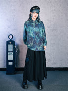 New Chinese Style Long Sleeve Top - Floating Electric Jellyfish 蓝界浮荧