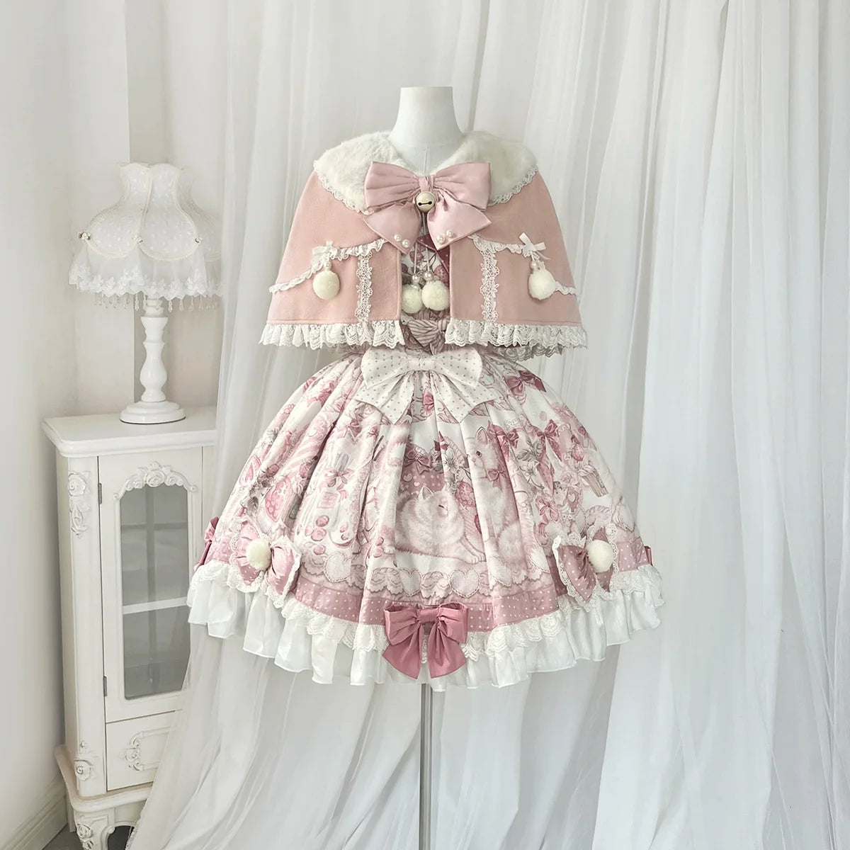 Dessert Catlets - Sweet Lolita JSK, Strawberry And Cat Prints