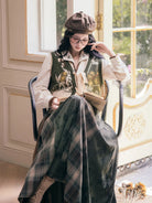 New Chinese Garden Style Knit Vest Top and Skirt - Suihan 岁寒三友