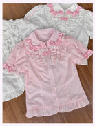 Cotton Old School Lolita Peter Pan Collar Blouse with Bows