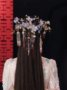 Crystal Butterfly Mist - Light Floral Bridal Hairpin Tassel Chinese Wedding Headpiece for Hanfu and Xiuhe Bride