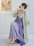 Song Dynasty Modern Hanfu Changgan Temple Beizi and Spiral Skirt - Jasmine Green Tea 茉莉青提 (Preorder)