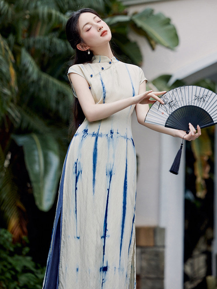 Short Sleeve Gradient Dye Long Cheongsam and Skirt | Winds