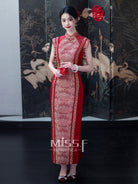 Red Embroidered Bridal Qipao Cheongsam | Hearts