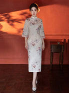 Mid Sleeve Floral Relaxed Cut Cheongsam | Pearl Pavilion