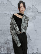 New Chinese Style Denim Printed Short Jacket