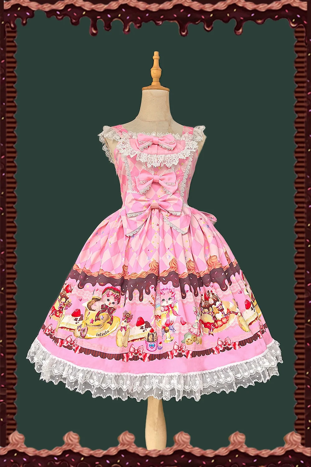 Cream Meow - Sweet Lolita JSK, Cat Print