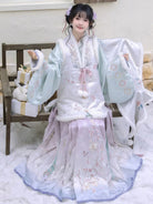 Ming Dynasty Bijia Pipa Sleeve Top & Mamian Skirt for Winter | Plum Blossom Date 赏梅有约