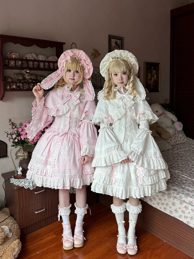Praying Snowfall - Old School Lolita Skirt Suit Cape Princess Sleeve Shirt