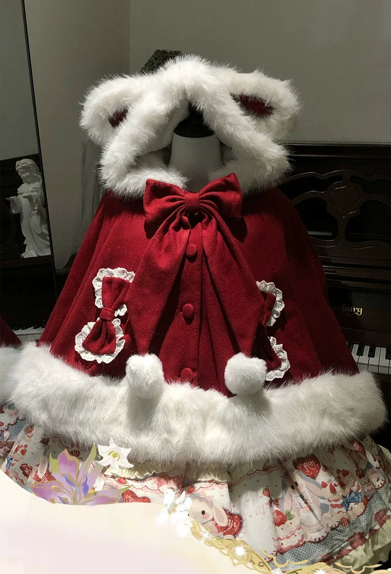 Sweet Lolita Cape, Bunny Ear Hood & Bows