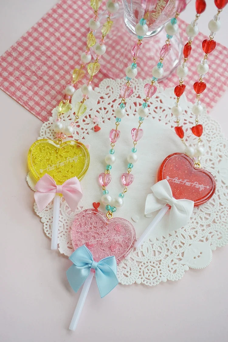 Sweet Lolita Necklace Heart-Shaped Lollipop Necklace