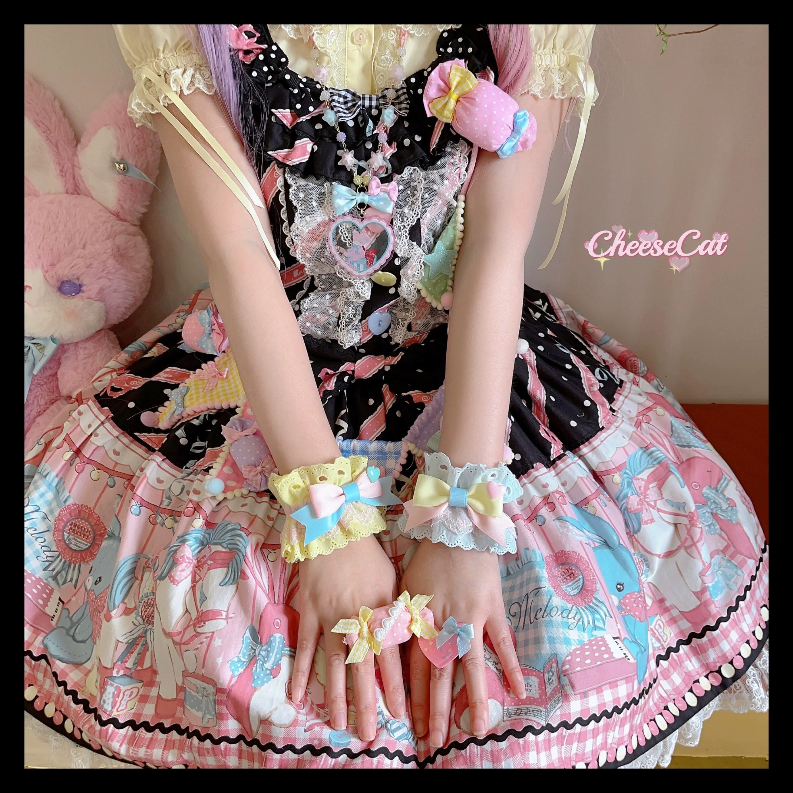 Creamy Celestial - Sweet Lolita Cuffs Handmade Lace Cuffs