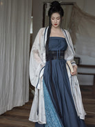 Song Dynasty Modern Hanfu Long Jacket with Wide Leg Pants - Observing Mist 观雾 (Preorder)